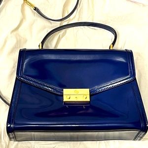 Tory Burch Royal Navy Patent Juliette Top Handle Satchel